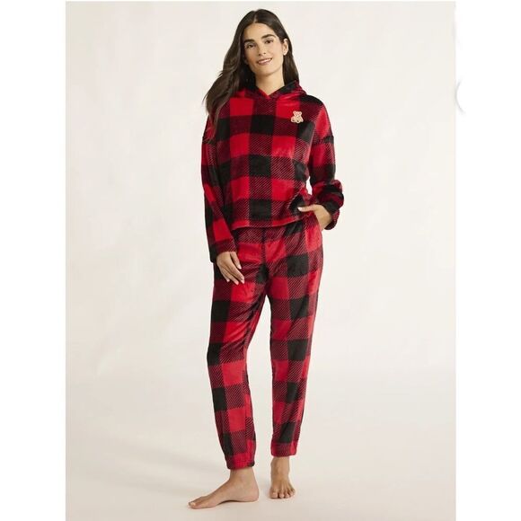 Women's Plush Hoodie and Joggers Pajama Lounge Sleep 2-Piece Set Size S - Picture 3 of 6